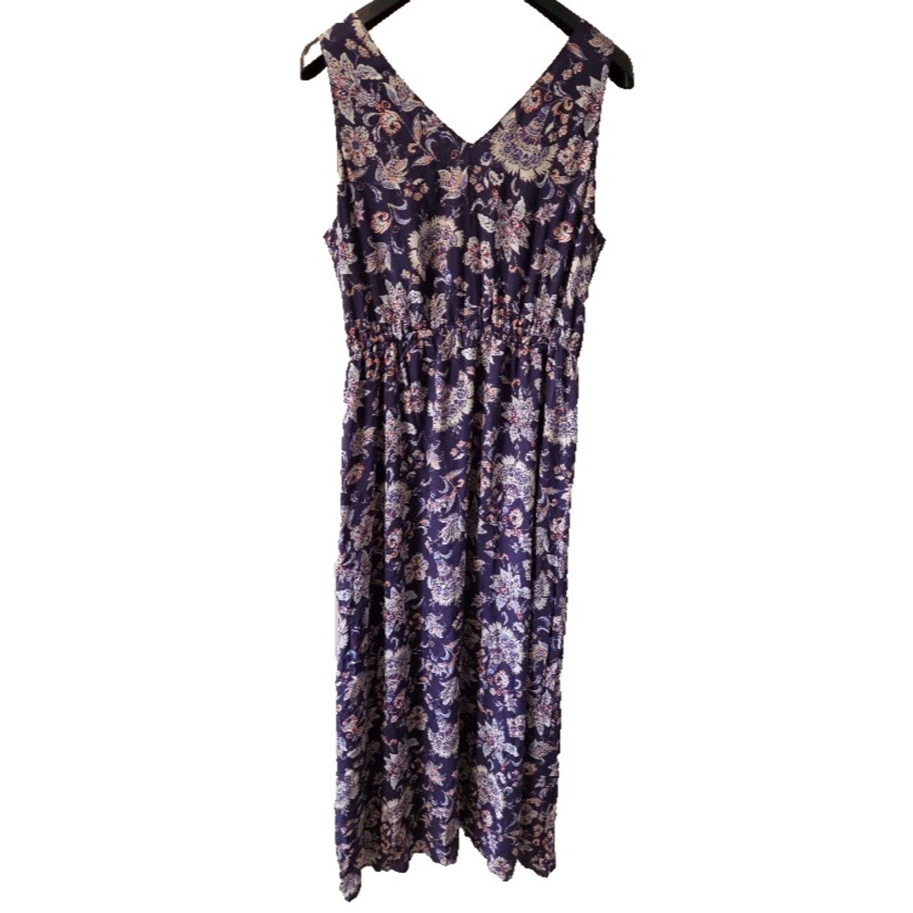 Lucky Brand Sleeveless Tie Waist Maxi Dress Floral Blue XL NWT 7W90450